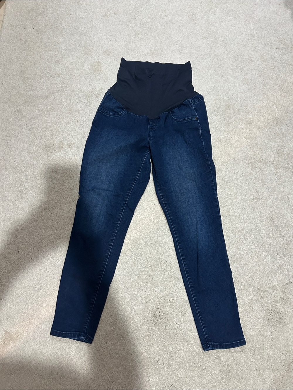 Aglow Maternity Dark Blue Pull-On Jeggings with Elastic Waistband